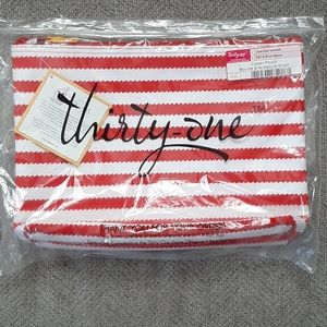 NWT Thirty-One Red Wave Zipper Pouch